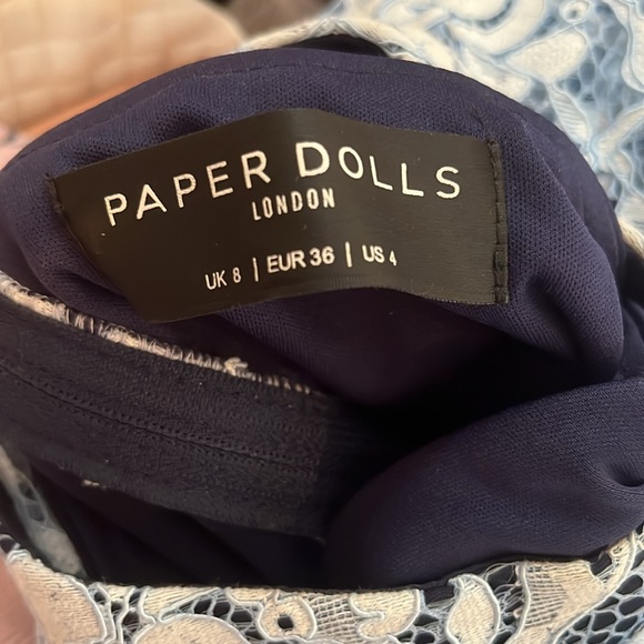 Paper Dolls Blue Lace Pencil Dress with Bell Sleeves - Picture 5 of 5